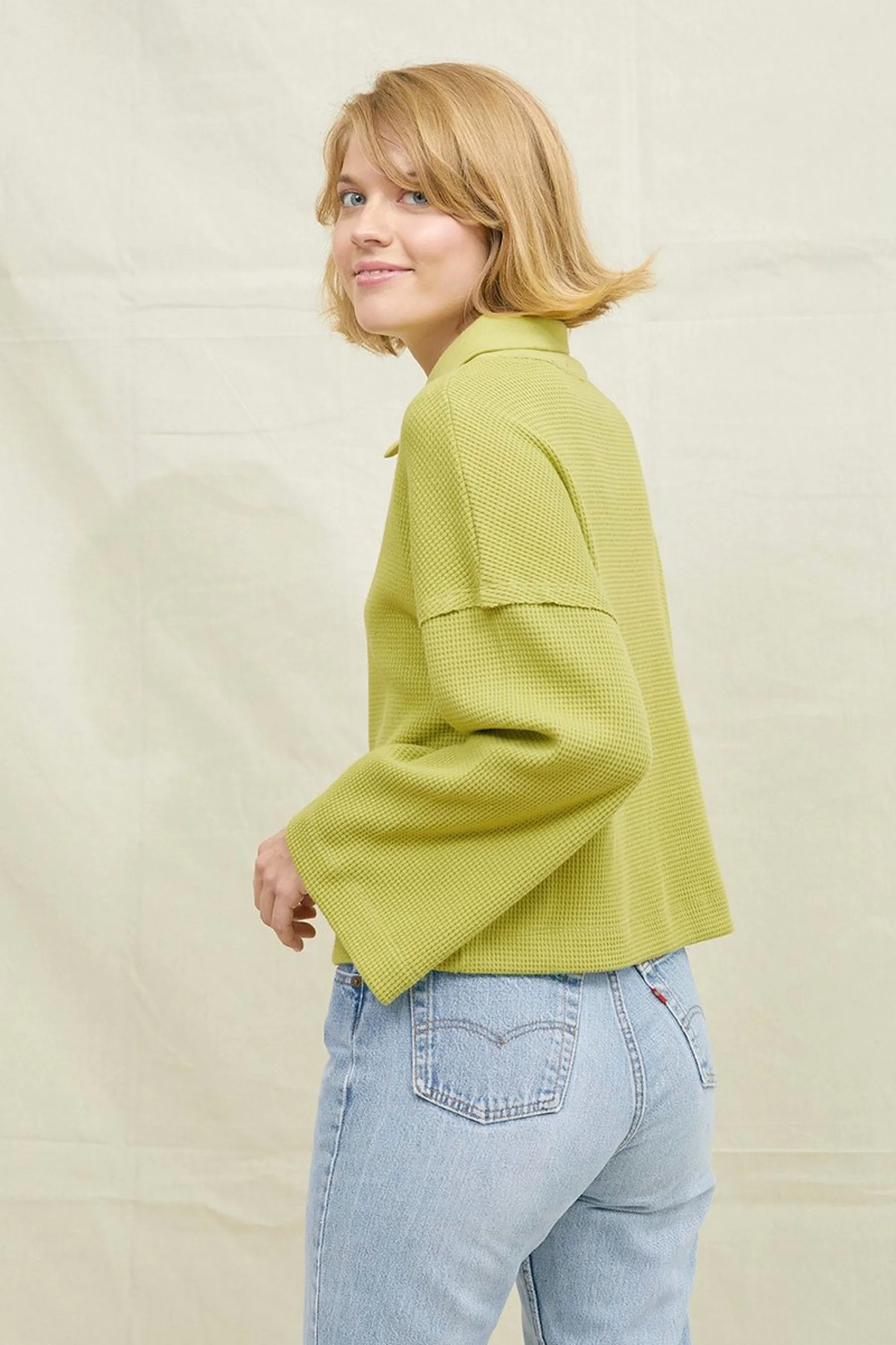 Pistachio Sport Waffle Knit Sweatshirt