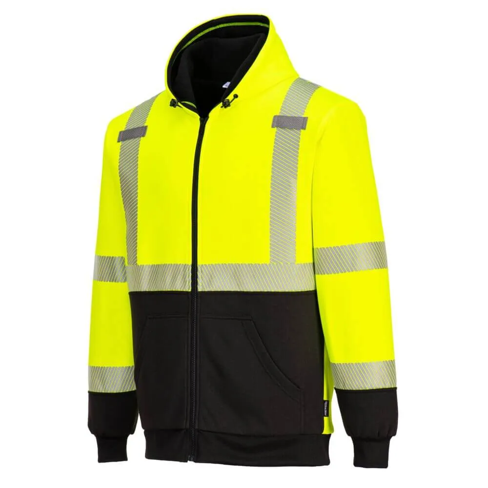 Portwest UB325 Hi-Vis Zipped Winter Hoodie Yellow/Black