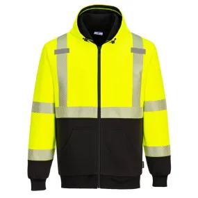 Portwest UB325 Hi-Vis Zipped Winter Hoodie Yellow/Black