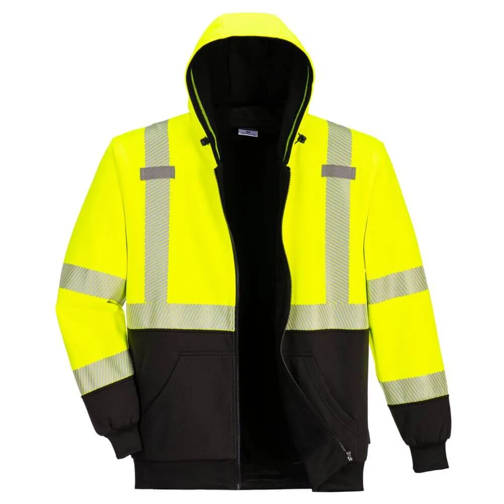 Portwest UB325 Hi-Vis Zipped Winter Hoodie Yellow/Black