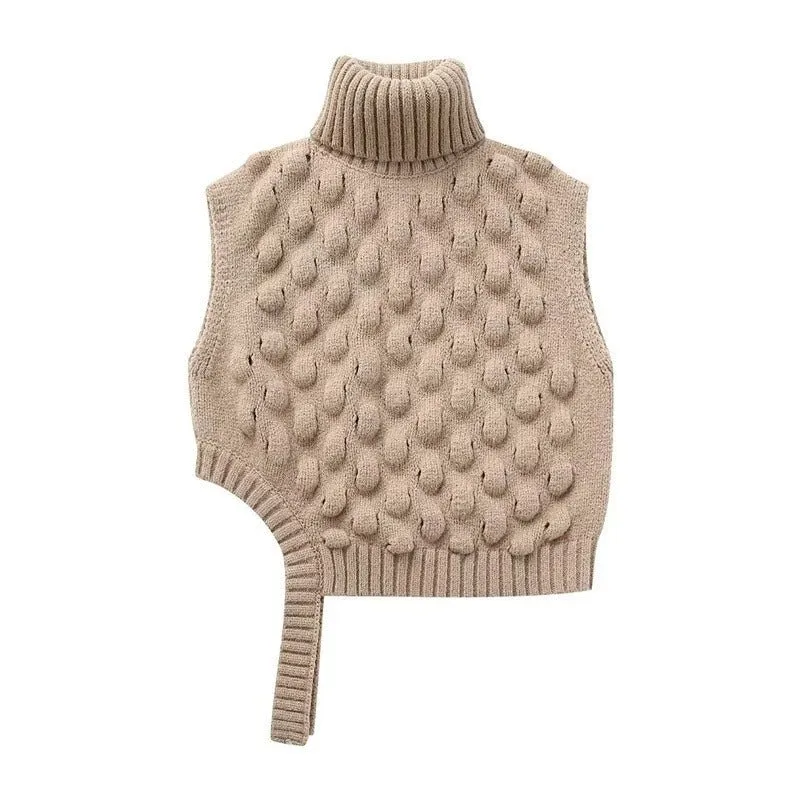 Pre Order:  Embossed Sleeveless Cropped Knit Vest