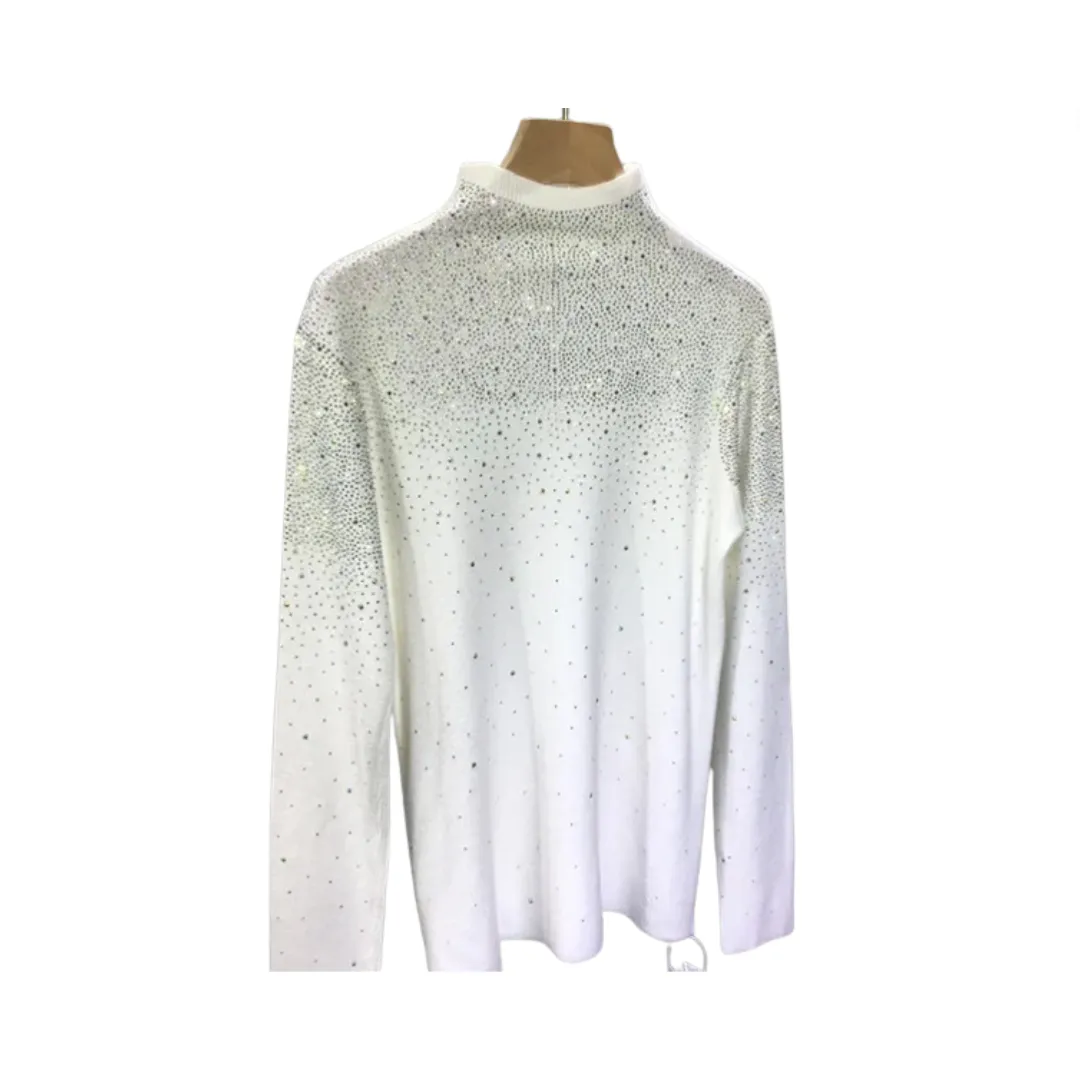 Pre Order: Rhinestone Turtleneck Thickened Knit Top