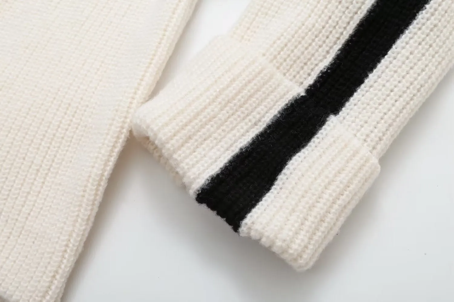 Pre Order:  Side Striped Half Turtleneck Knit Pullover