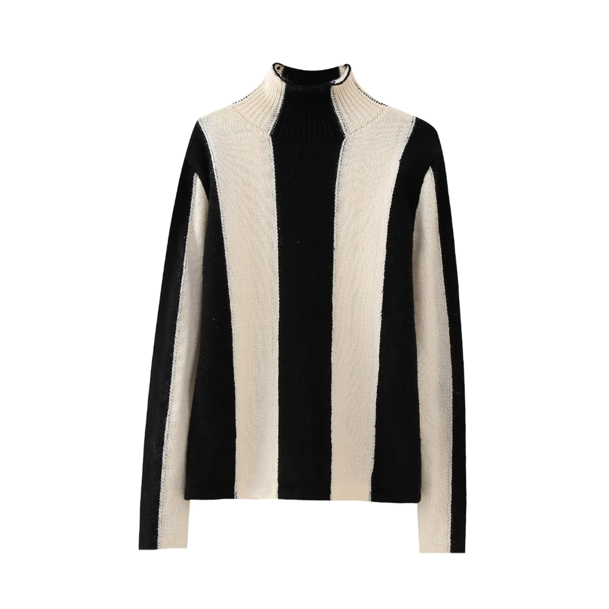 Pre Order:  Stripes Turtleneck Loose Knit Sweater