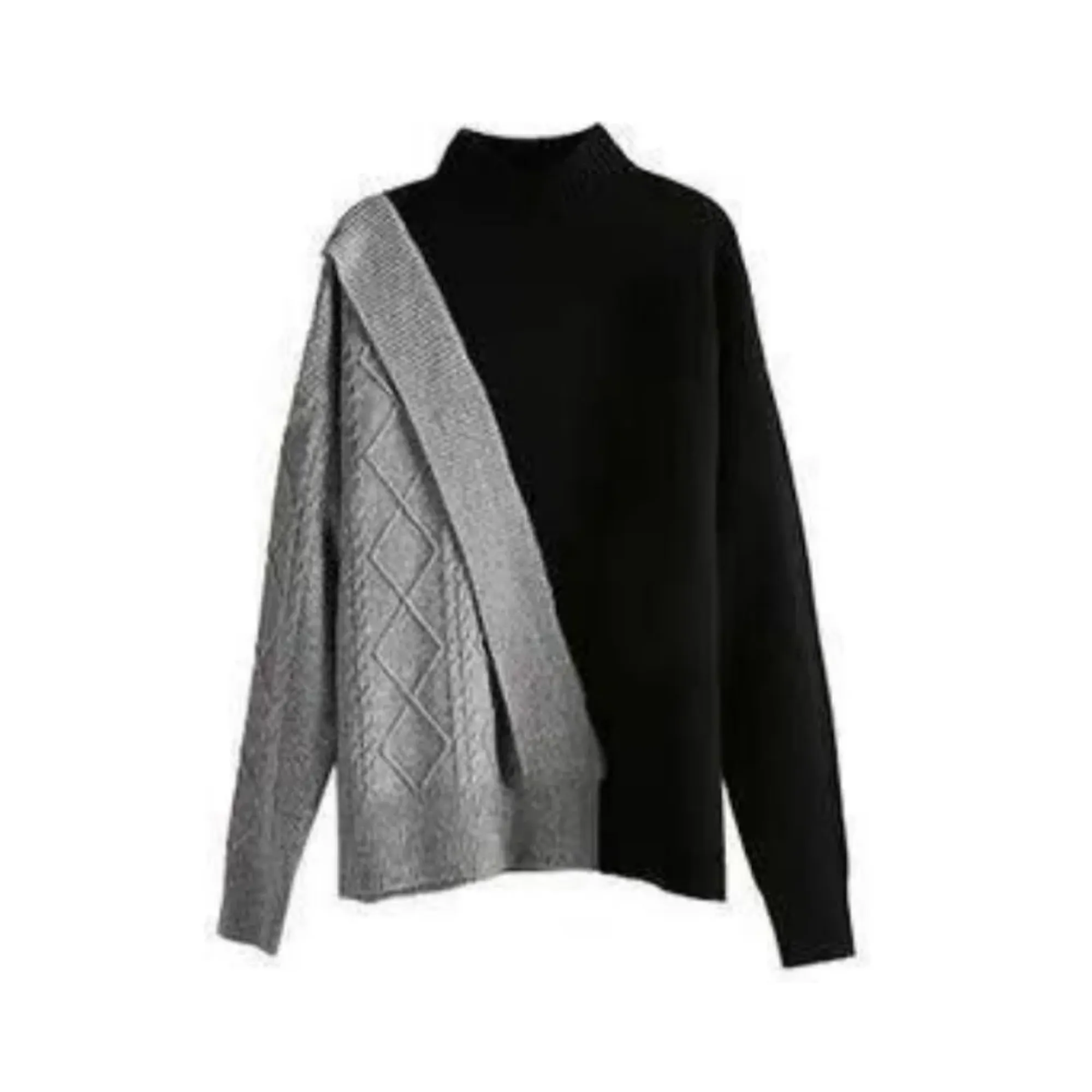 Pre Order:  Turtleneck Contrast Color Knitted Sweater