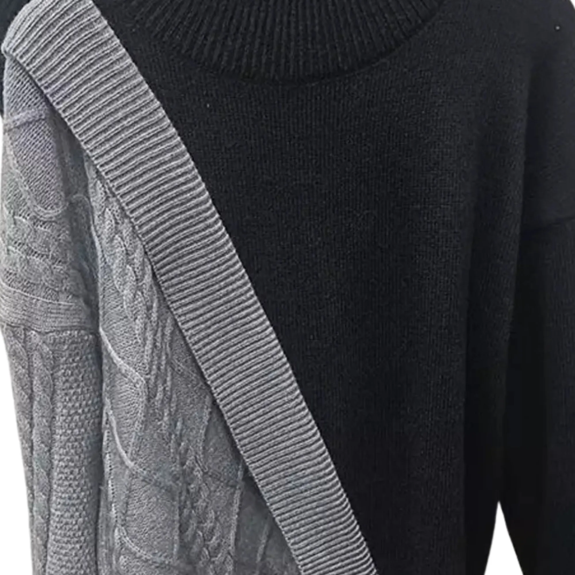 Pre Order:  Turtleneck Contrast Color Knitted Sweater