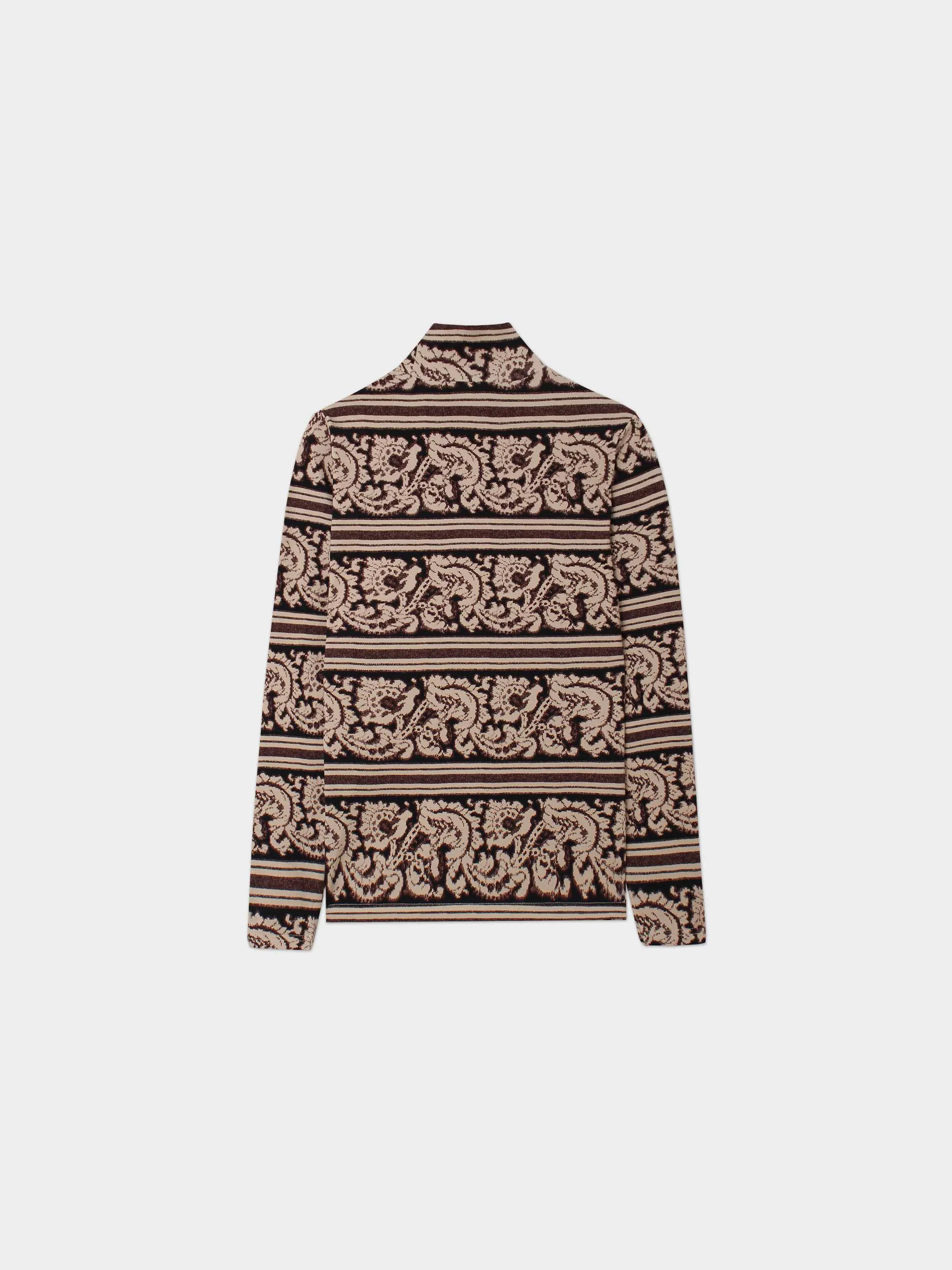 Printed Modal Turtleneck-Paisley Taupe