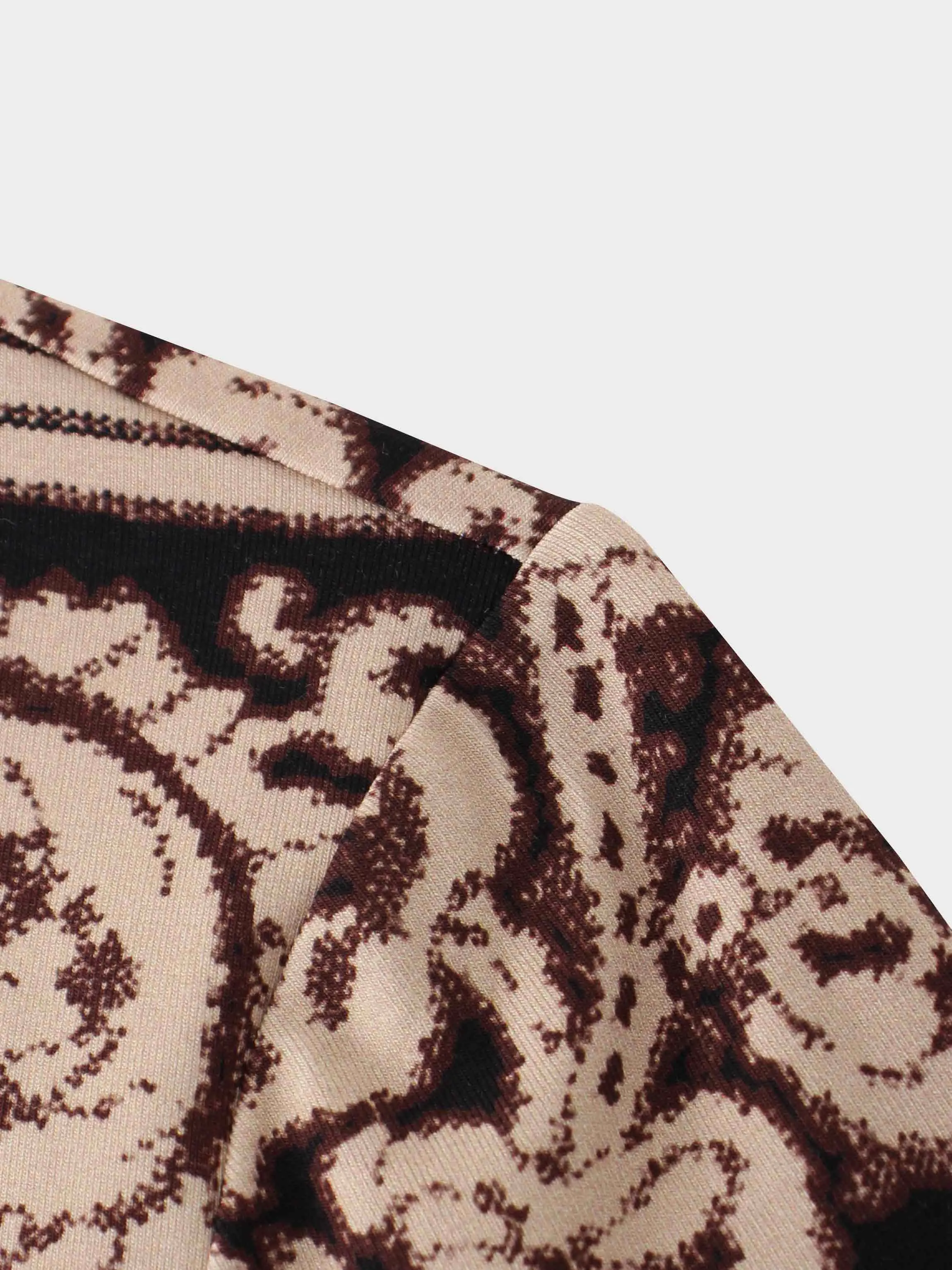 Printed Modal Turtleneck-Paisley Taupe