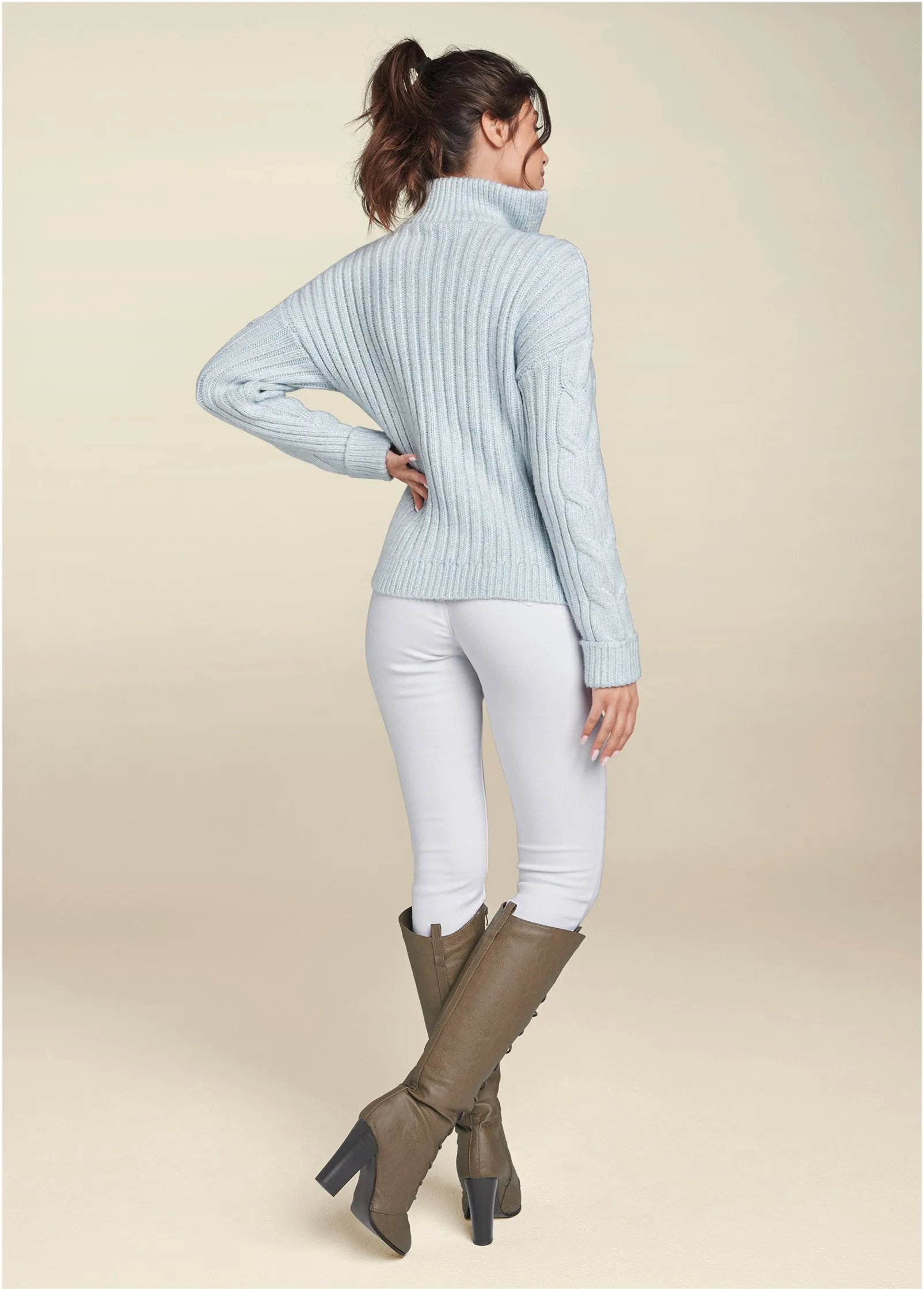 Quarter Zip Sweater - Heathered Blue