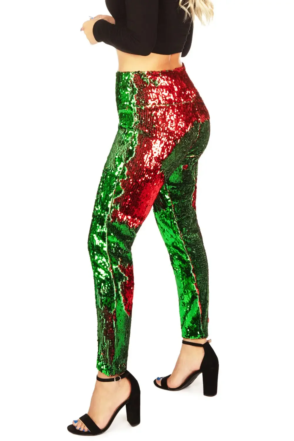 Red and Green Reversible Sequin Leggings