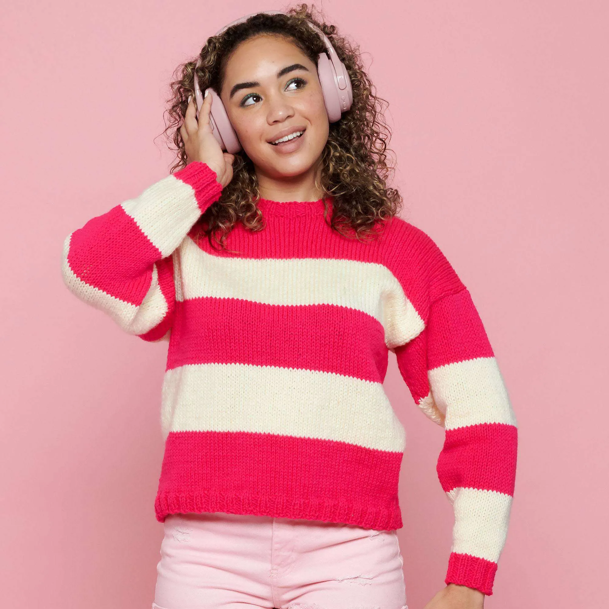 Red Heart Statement Stripes Knit Sweater