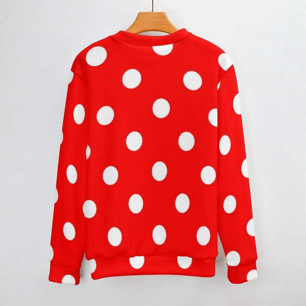 Red With White Polka Dots Unisex Crewneck Sweater