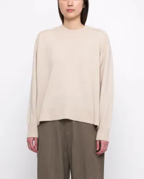 Relaxed Beige/White Rolled Seam Sweater