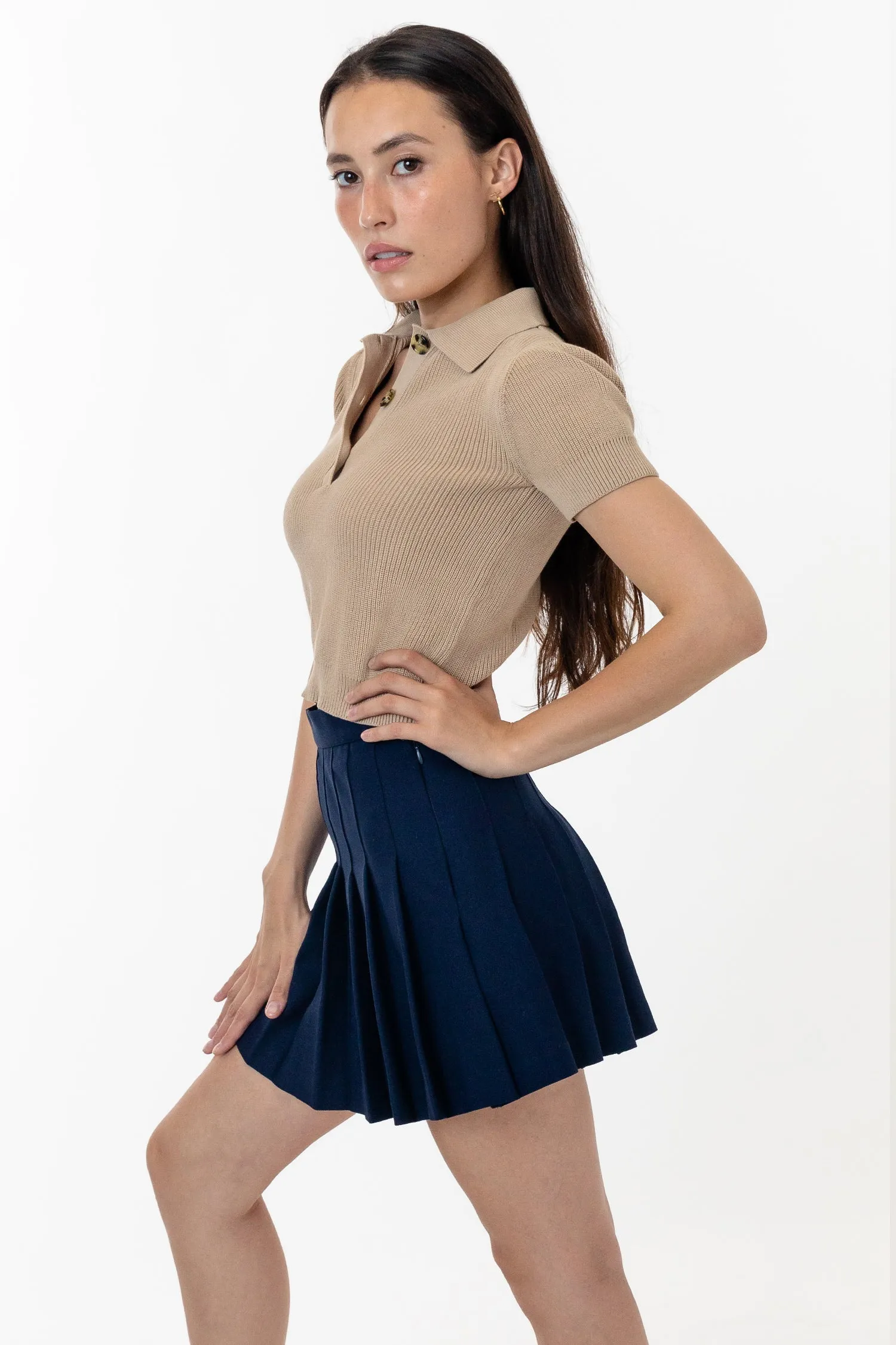 RFK46GD - Cotton Short Sleeve Cropped Polo Sweater