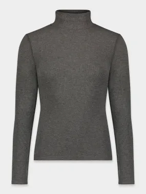 RIBBED TURTLENECK-HEATHER GREY