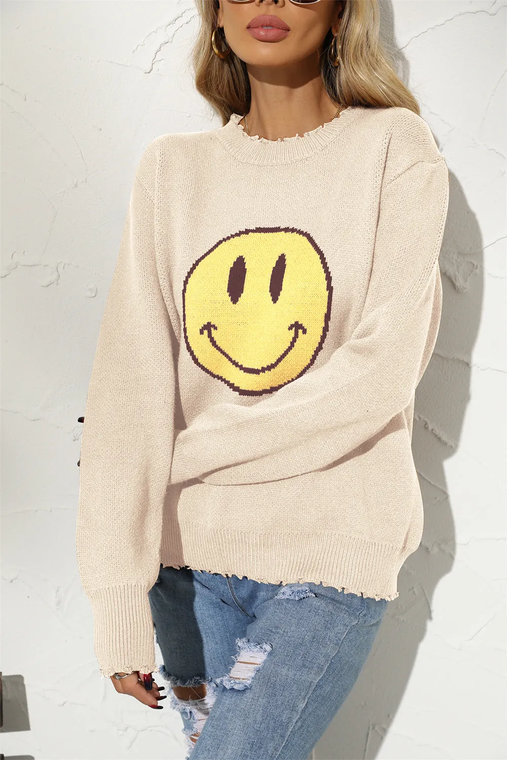 Round Neck Smile Sweater