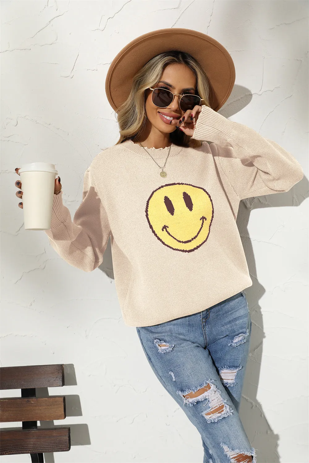 Round Neck Smile Sweater