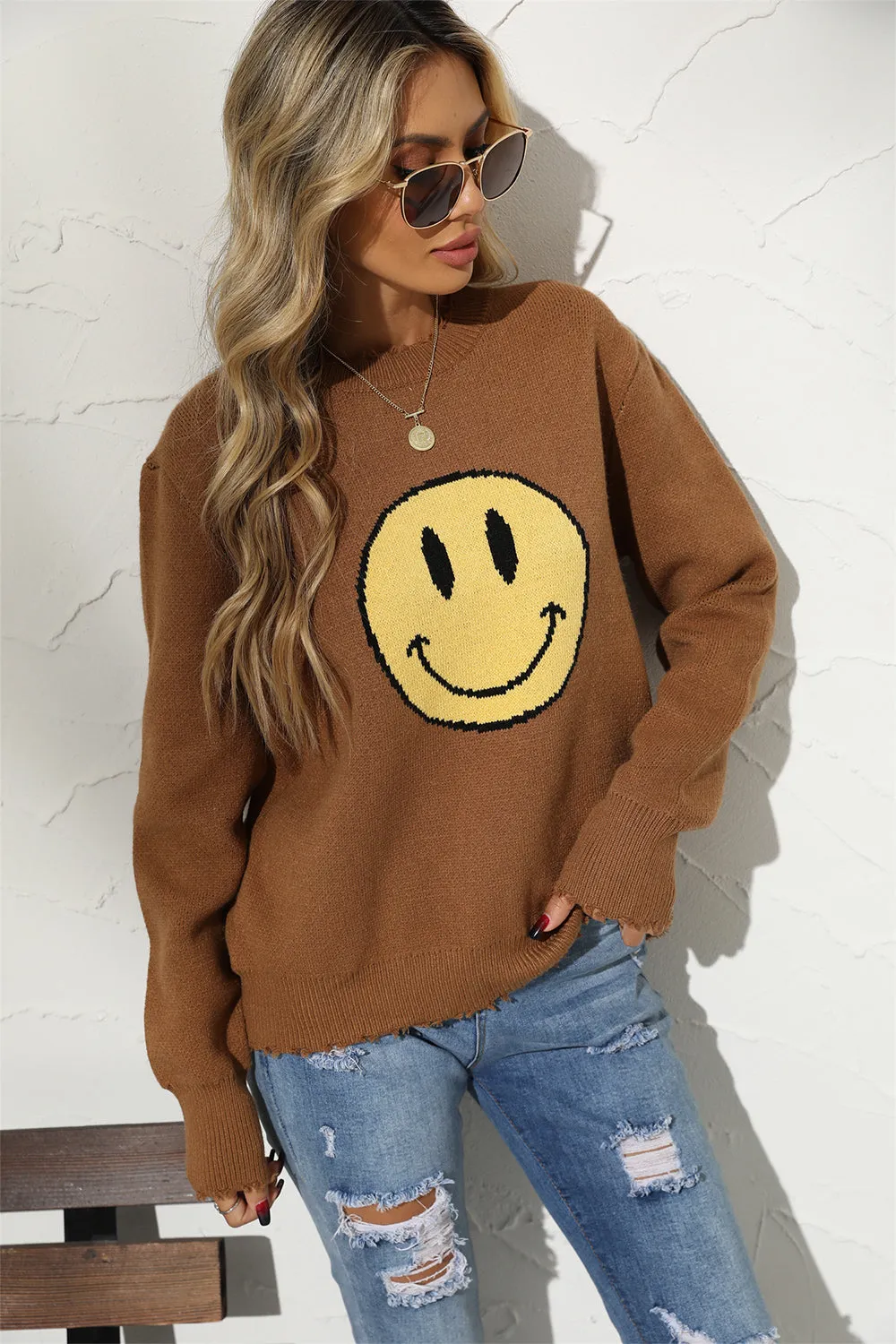 Round Neck Smile Sweater