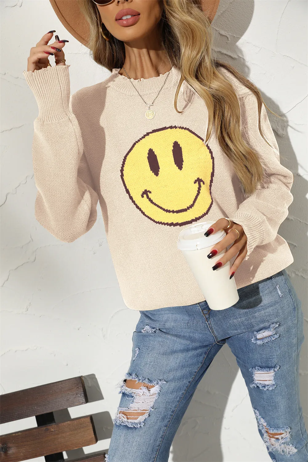 Round Neck Smile Sweater