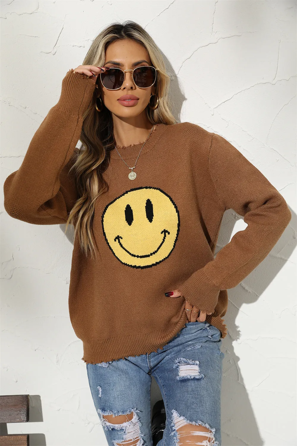 Round Neck Smile Sweater