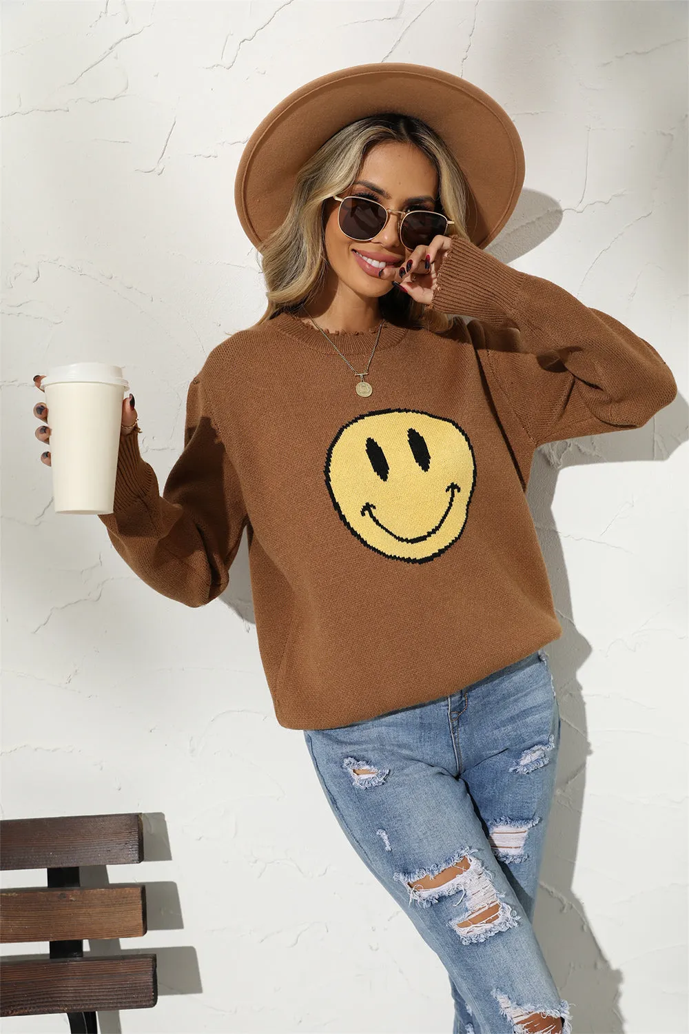 Round Neck Smile Sweater