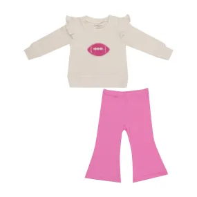 Ruffle Sweatshirt   Pink Bamboo Baby Bells - Footballs Waffle