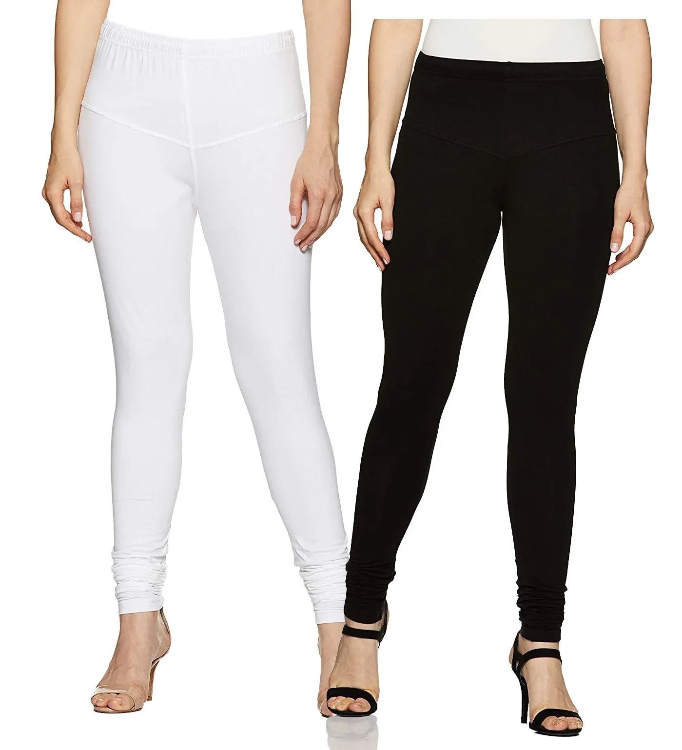 Rupa churidar White and Black Leggings for ladies (Pack of 2)