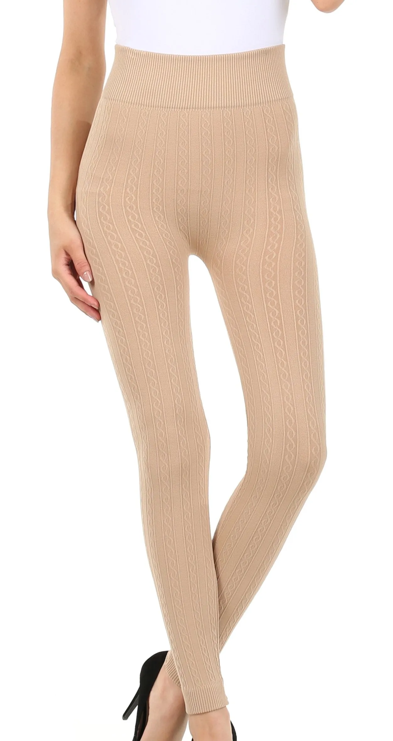 Sakkas Cable Knit Fleece Lined Leggings