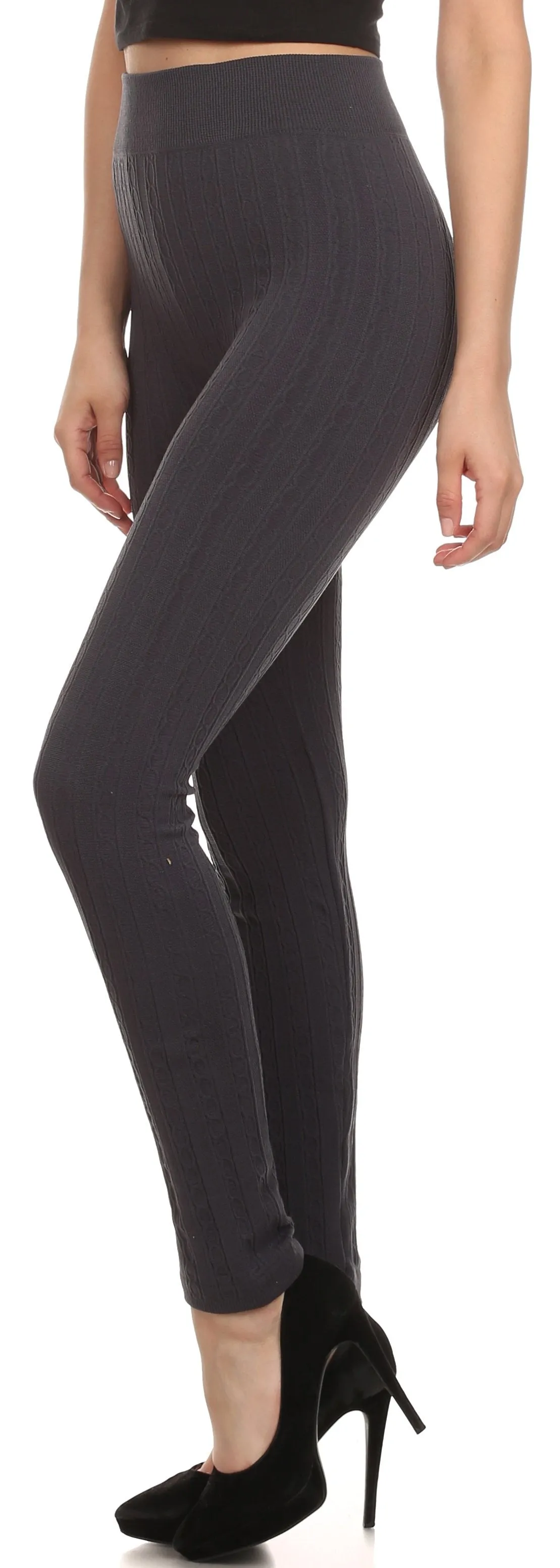 Sakkas Cable Knit Fleece Lined Leggings