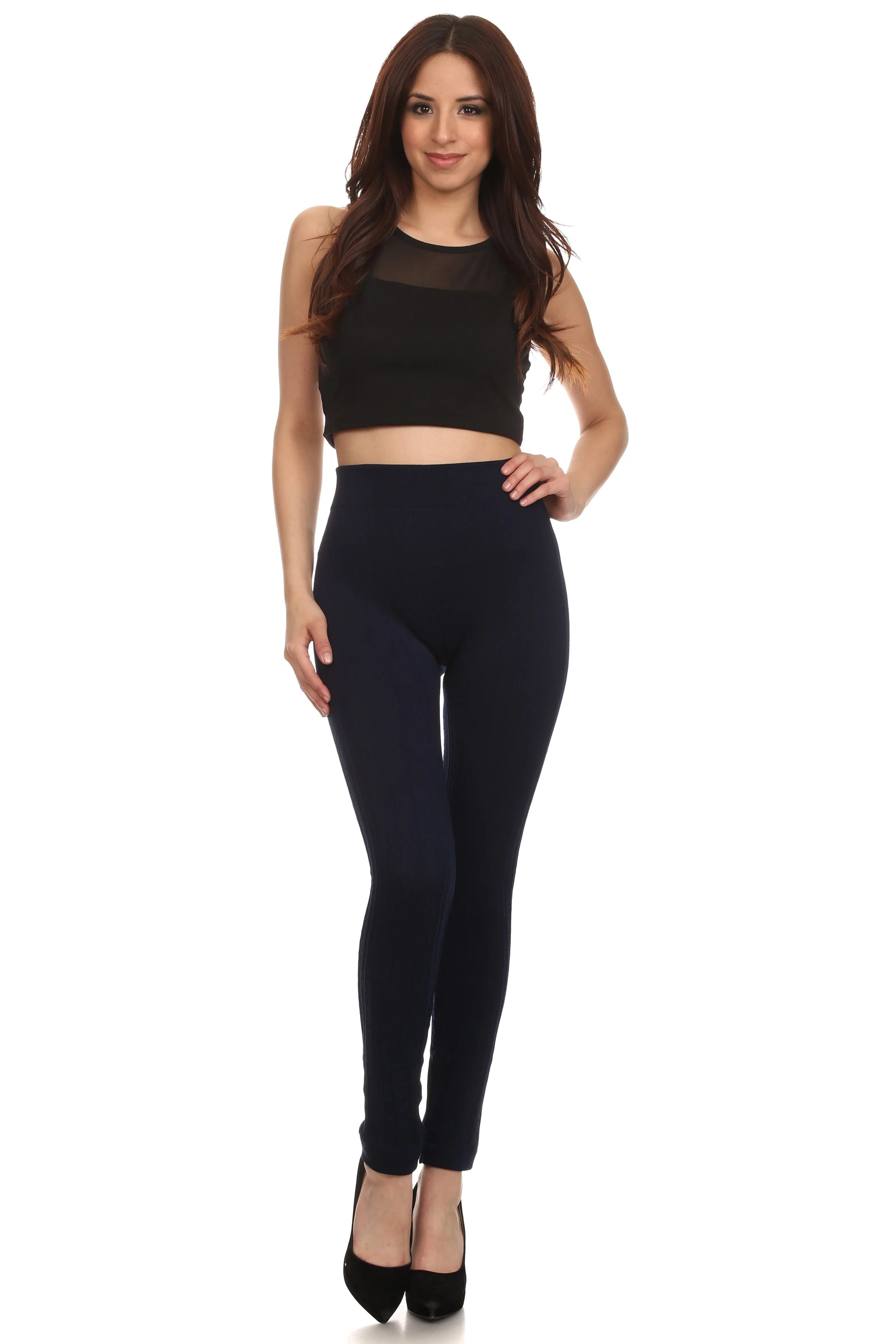 Sakkas Cable Knit Fleece Lined Leggings