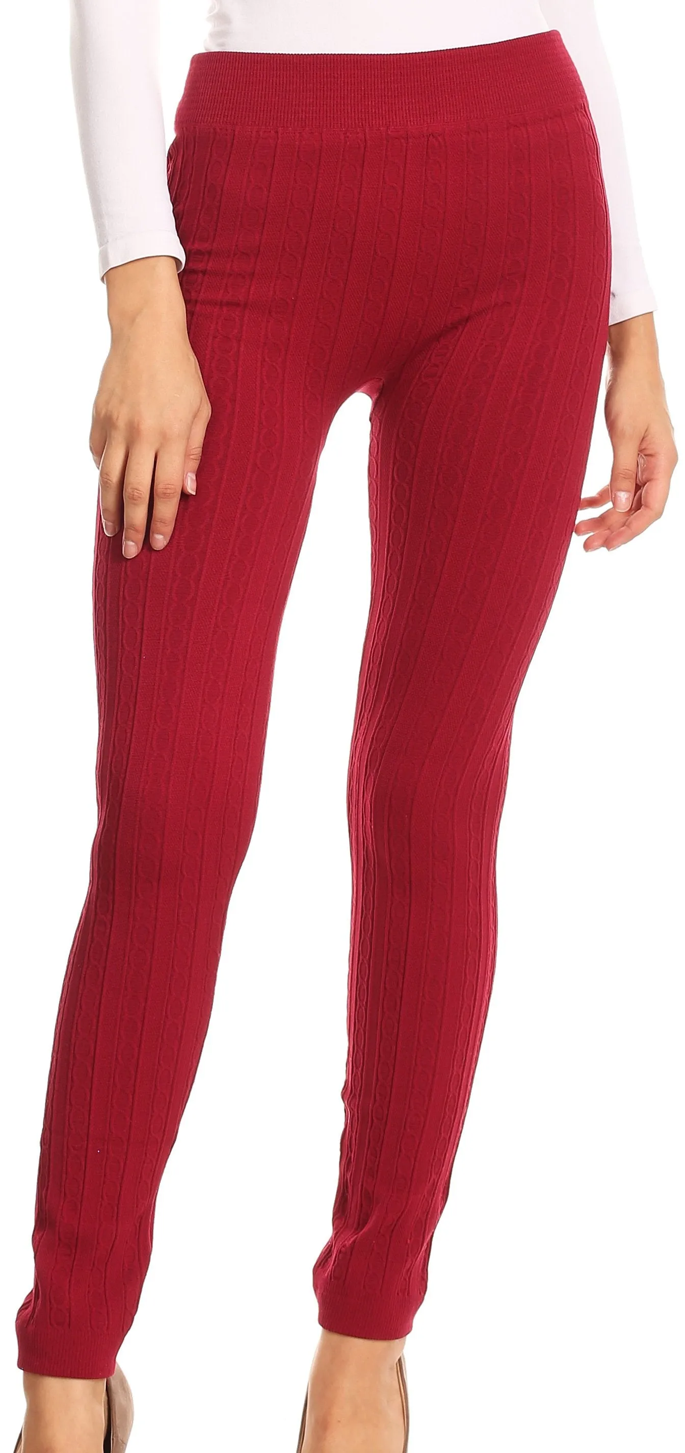 Sakkas Cable Knit Fleece Lined Leggings