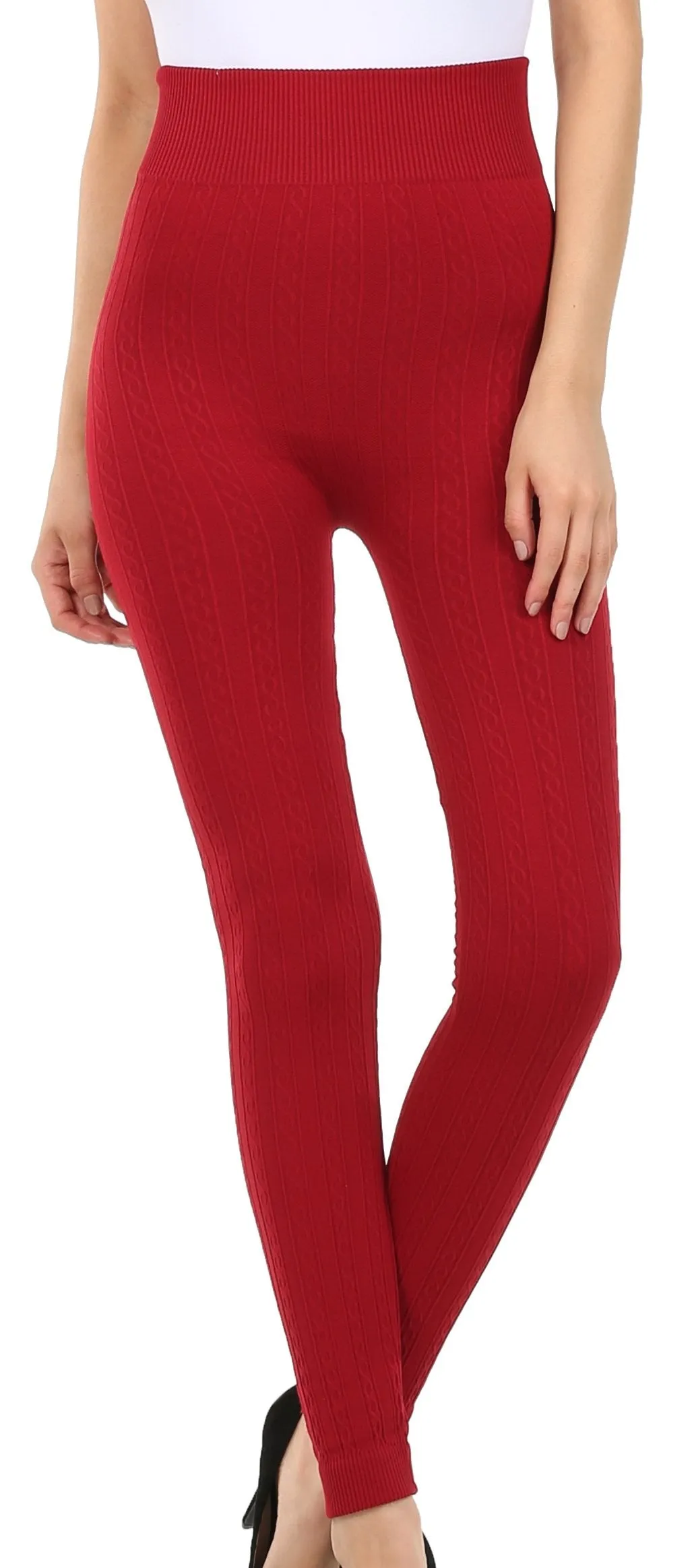 Sakkas Cable Knit Fleece Lined Leggings