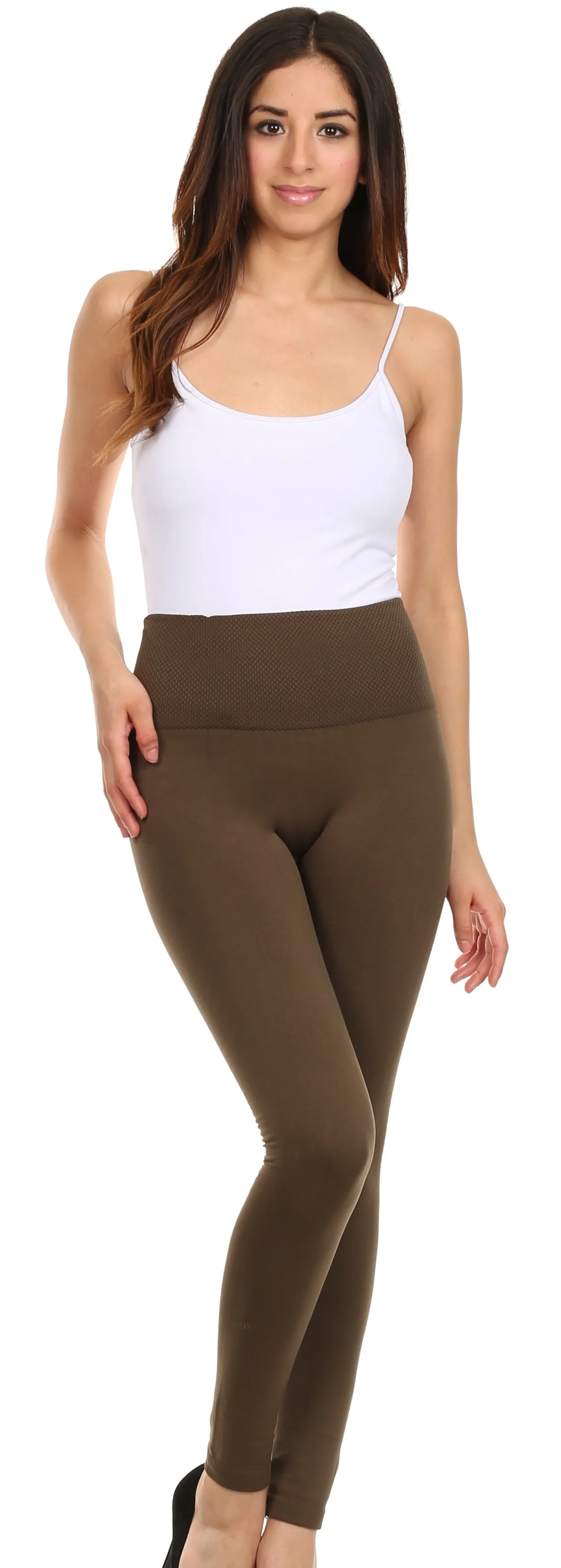 Sakkas Evelyn Textured High Waist Fleece Lined Leggings