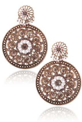 SAKURA Bronze White Flowers Earrings