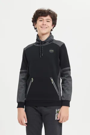 Senior Boys Black Reflective Print Sweatshirt