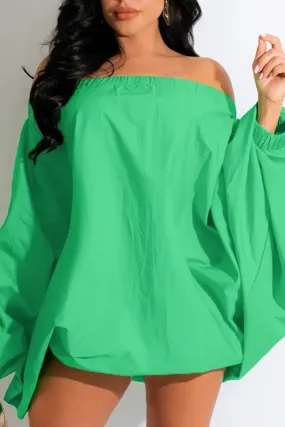 Sexy Green Balloon Mini Dress