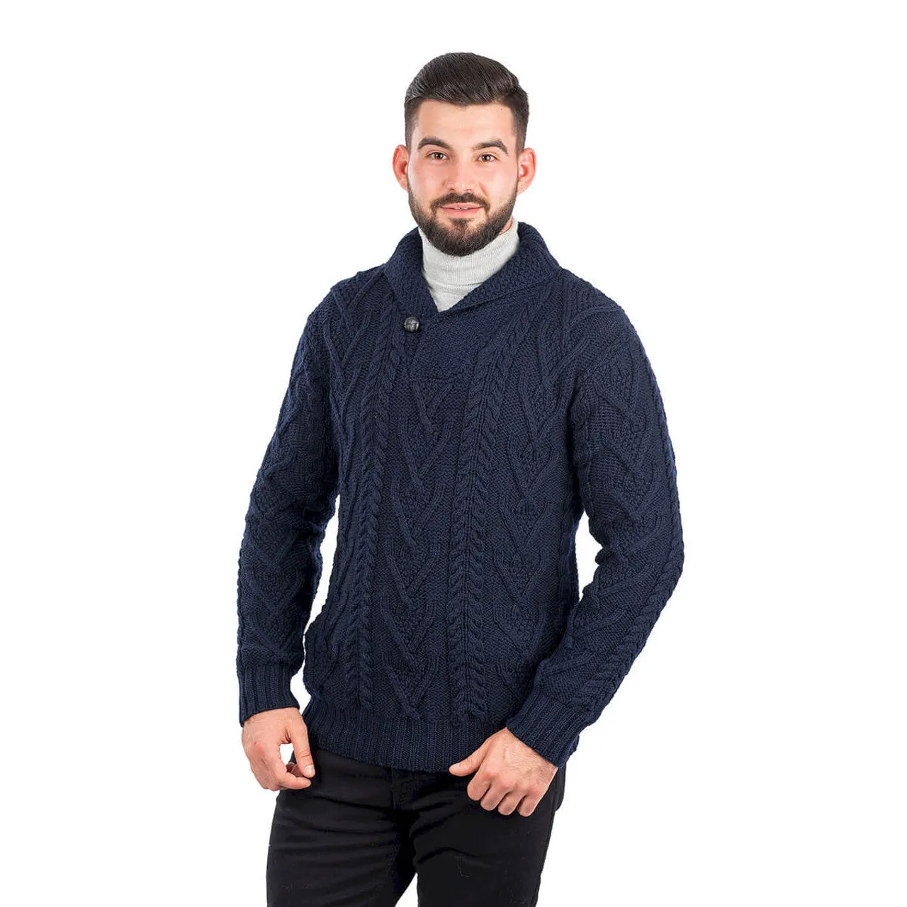 Shawl Collar Single Button Sweater