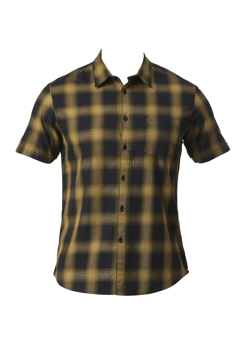 Slim Fit Cotton Grindle Checks Halfsleeves Shirt