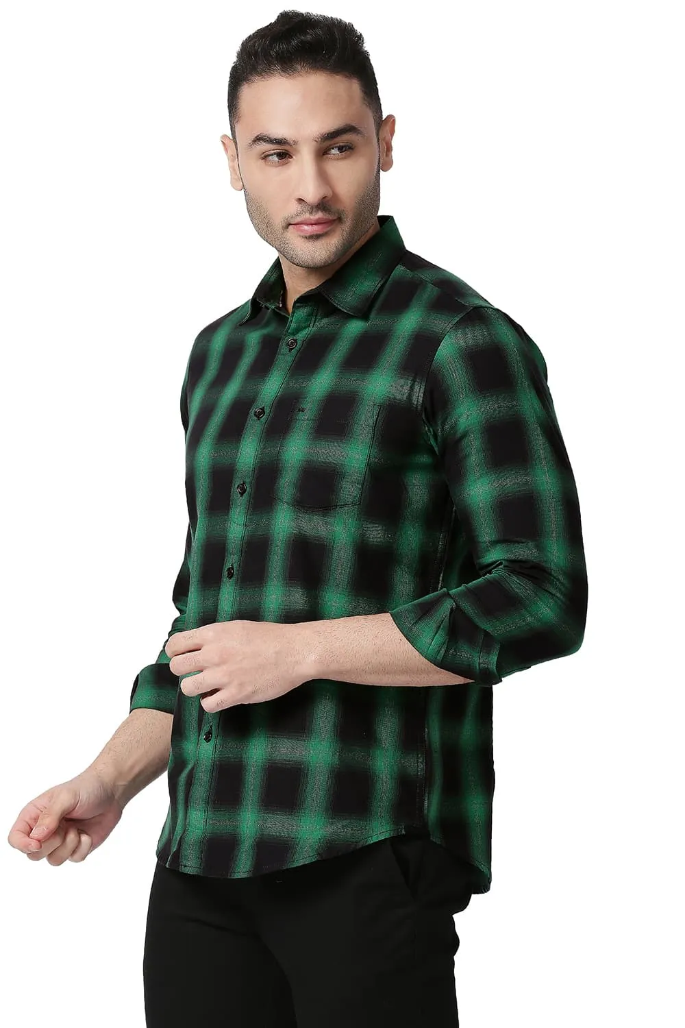 Slim Fit Cotton Grindle Checks Shirt