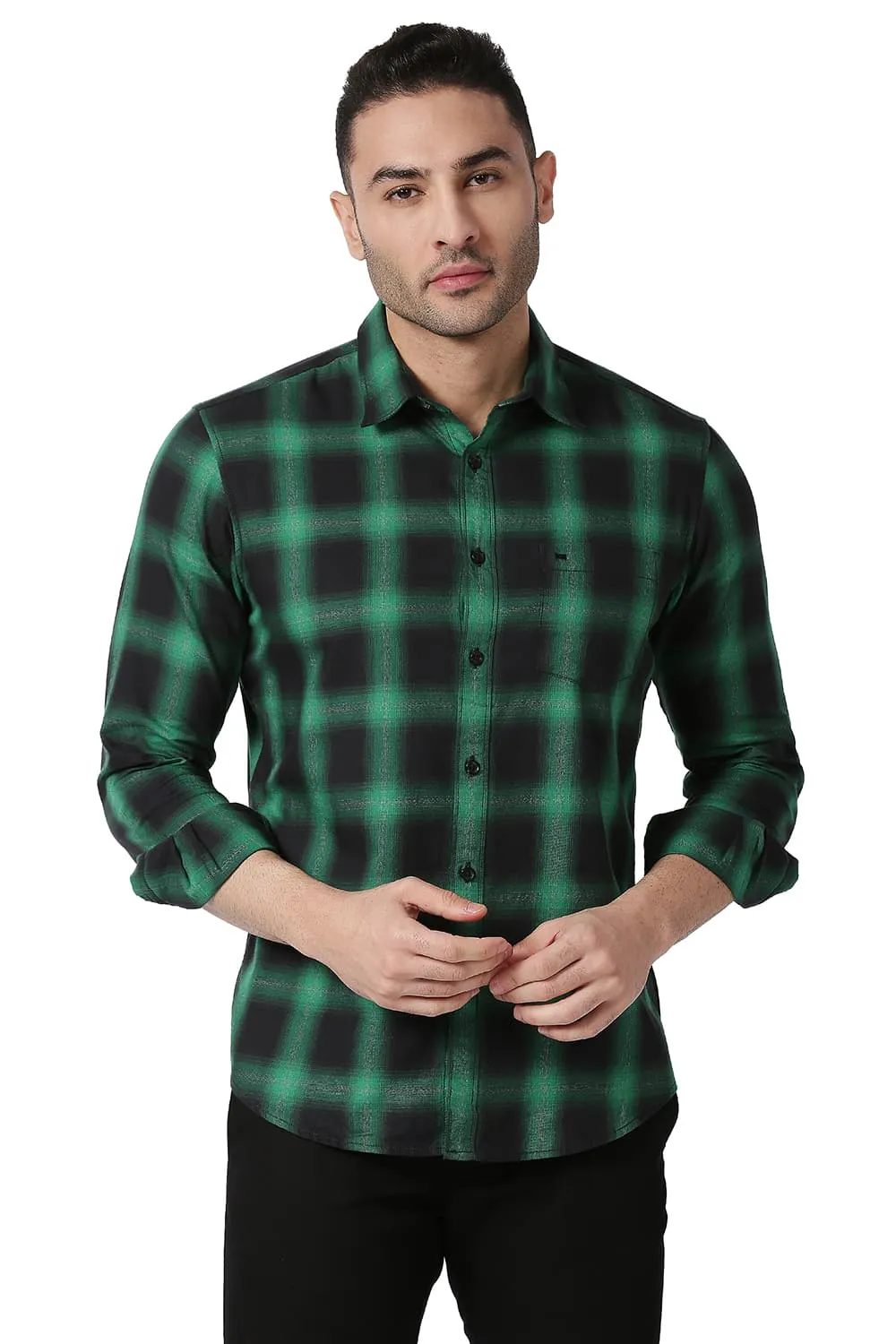 Slim Fit Cotton Grindle Checks Shirt