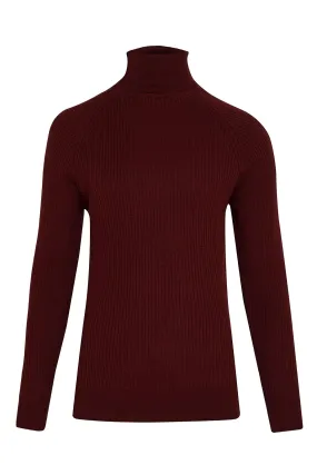 Slim Fit Patterned Burgundy Turtleneck Sweater