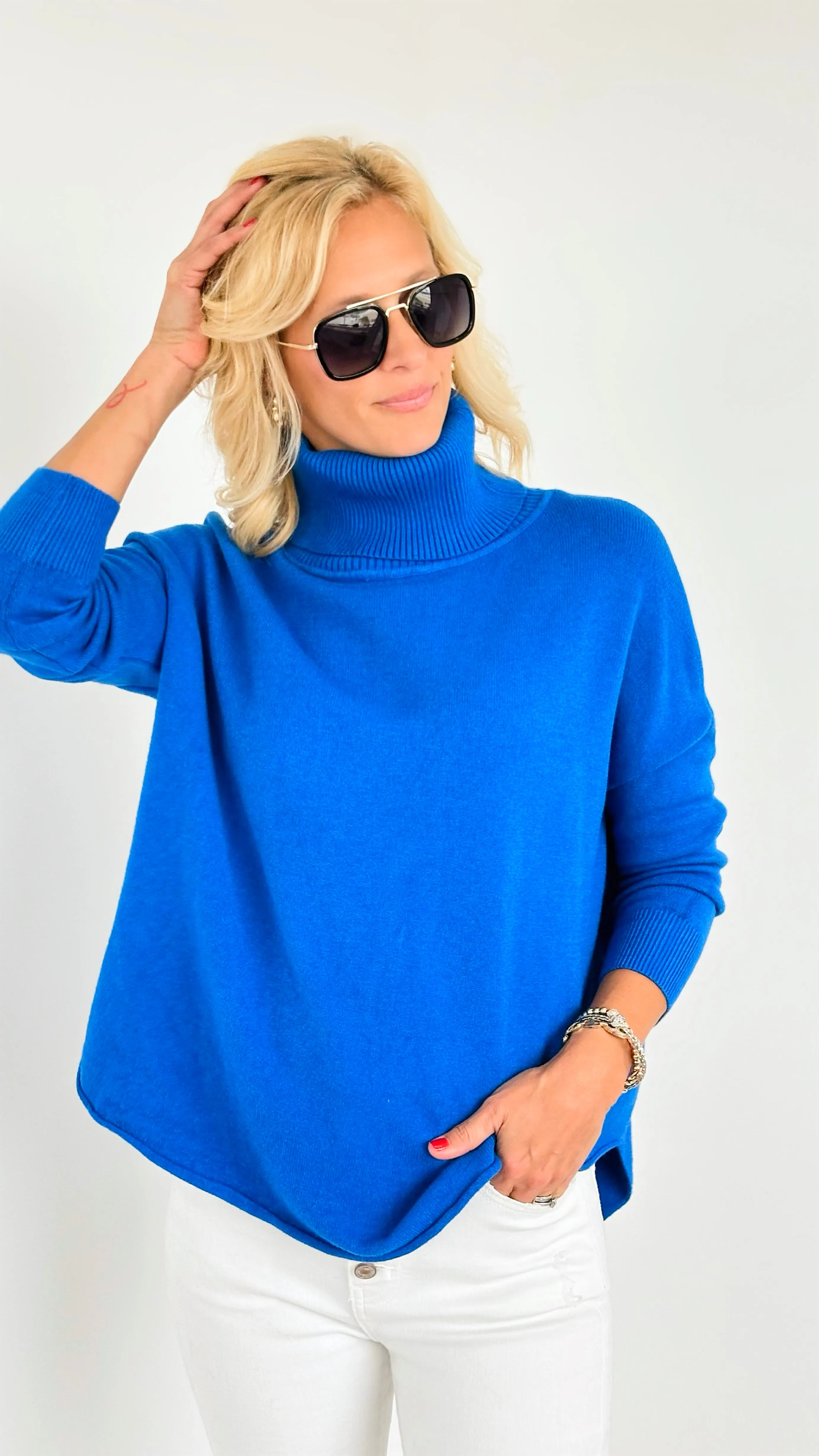 Slope & Style Italian Sweater- French Blue