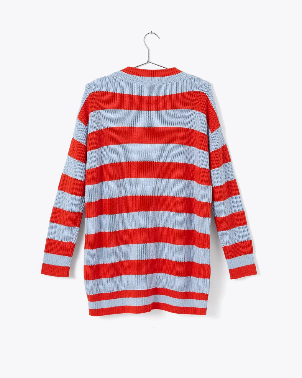 Slouchy Cardigan - Red/Blue Stripe