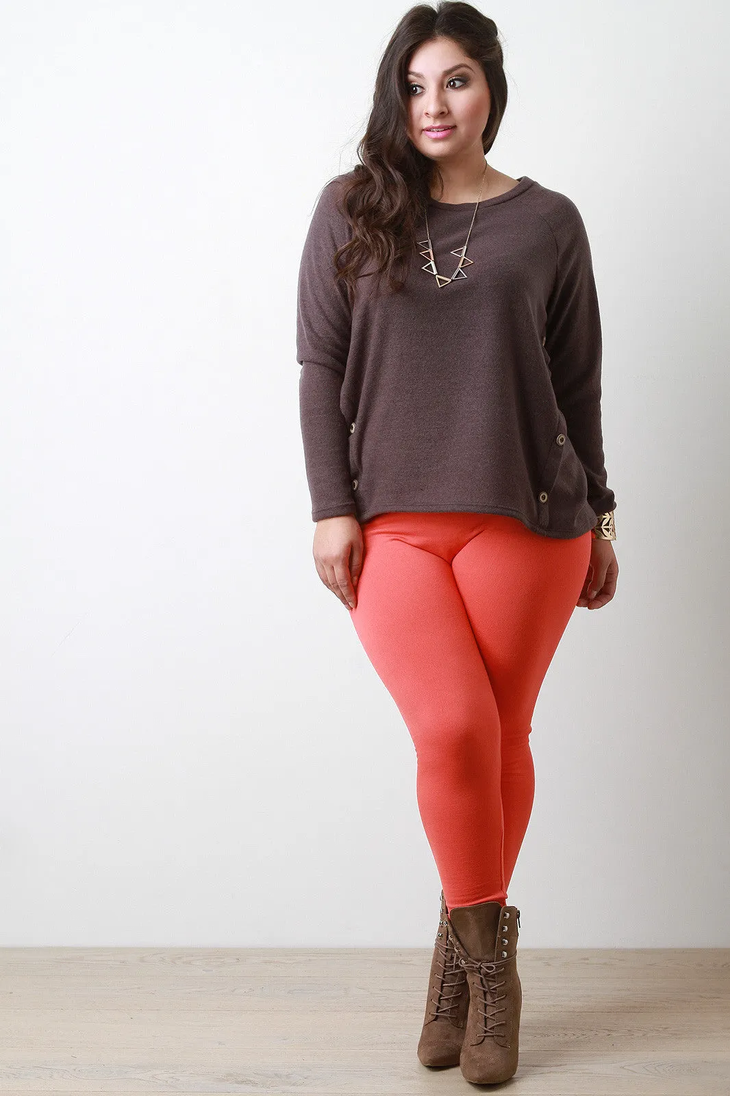 Solid Fleece Knit Leggings