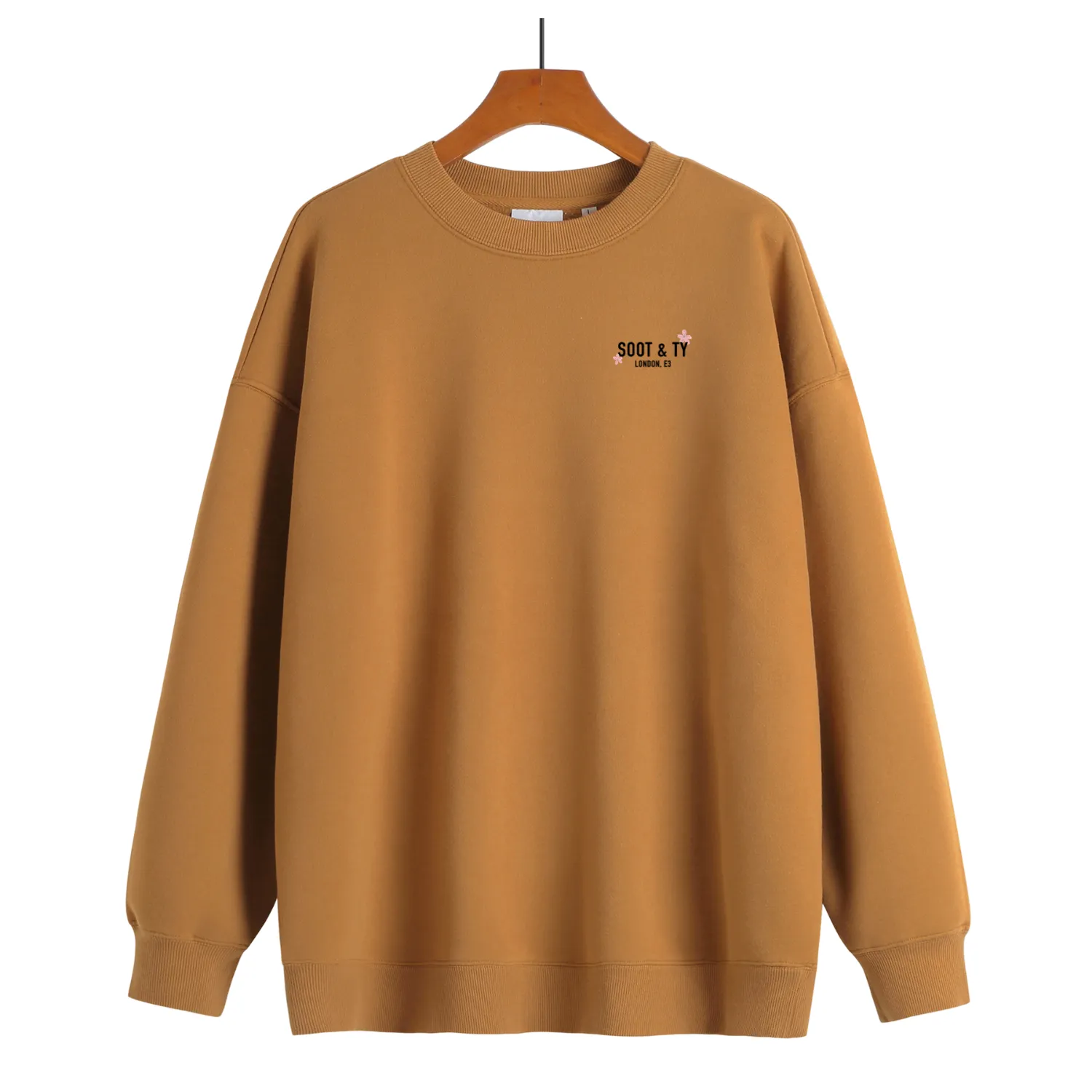 Soot and Ty Reflective Flying Crane Print Relaxed Fit Sweatshirt Brown