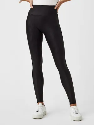 Spanx Faux Leather Fleece-Lined Leggings - Black