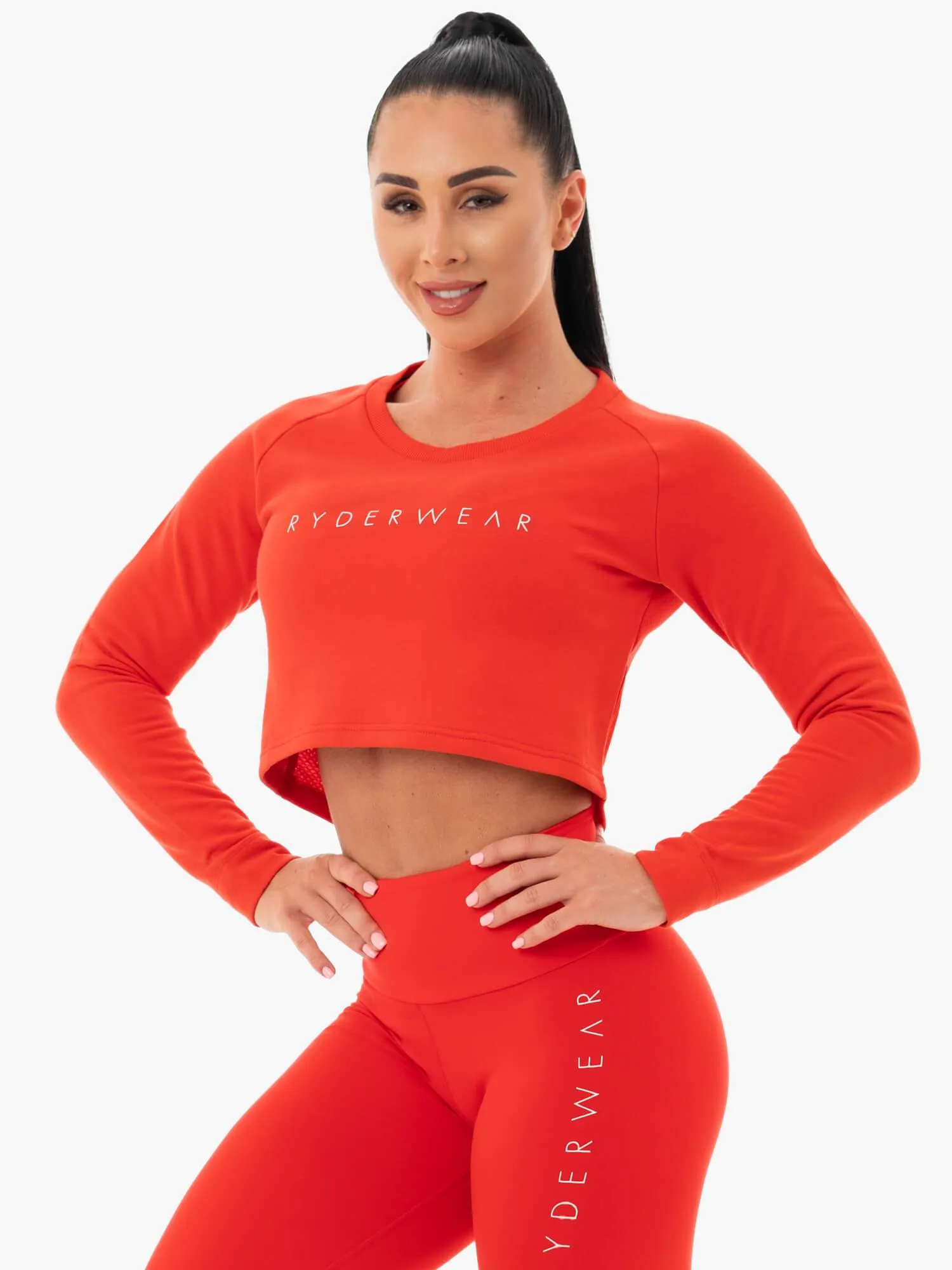 Staples Cropped Sweater - Red