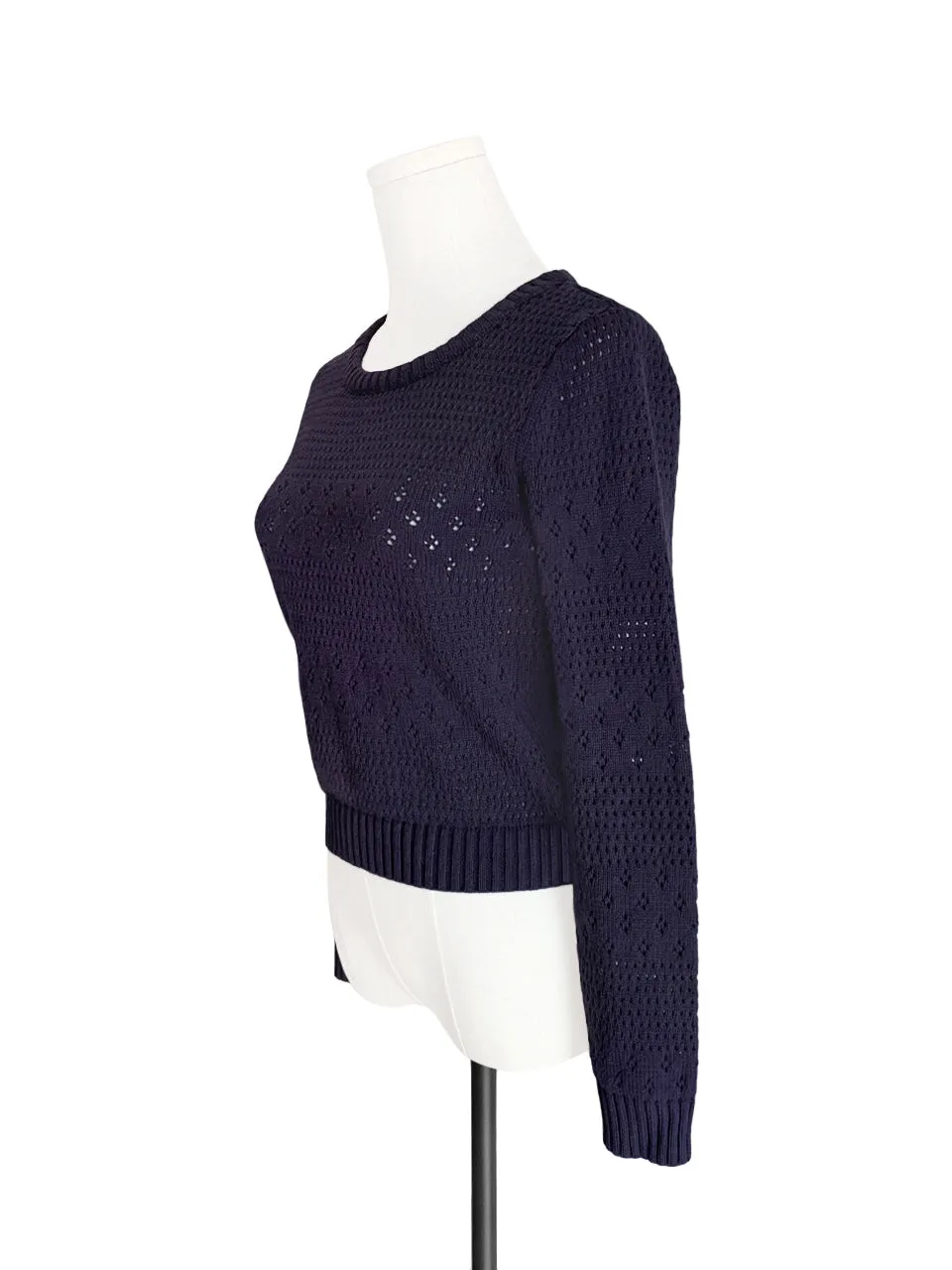 Surprise Sale! Purplish Grey Mixed Stitches Cotton Blend Crop Sweater