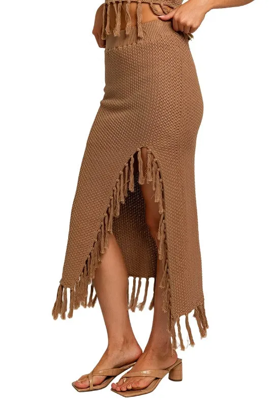 Tassel Detail Sweater Midi Skirt