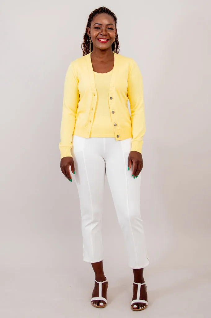 Tellie Cardigan, Yellow, Cotton